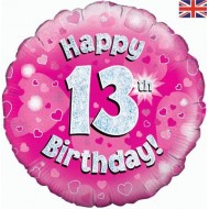 Pink Hearts 13th Birthday Balloon